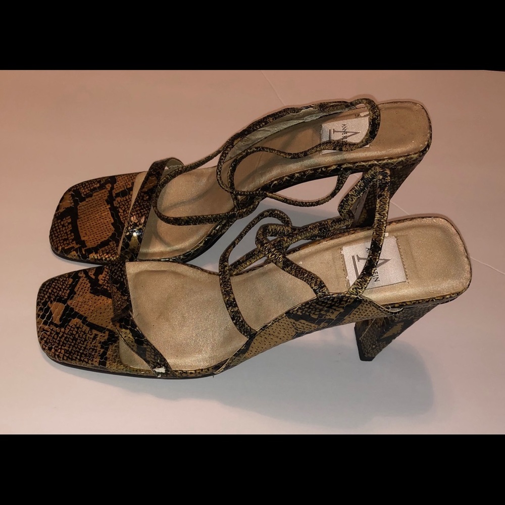 Anne Klein Slingback Snakeskin Leather Sandals